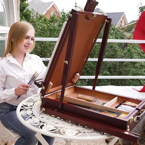 wooden art box with easel